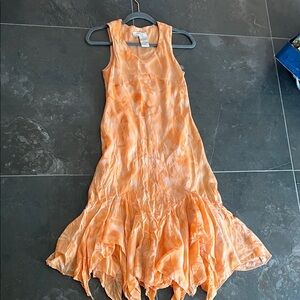 Flowy Orange Sleeveless Dress pixie fairy y2k midi